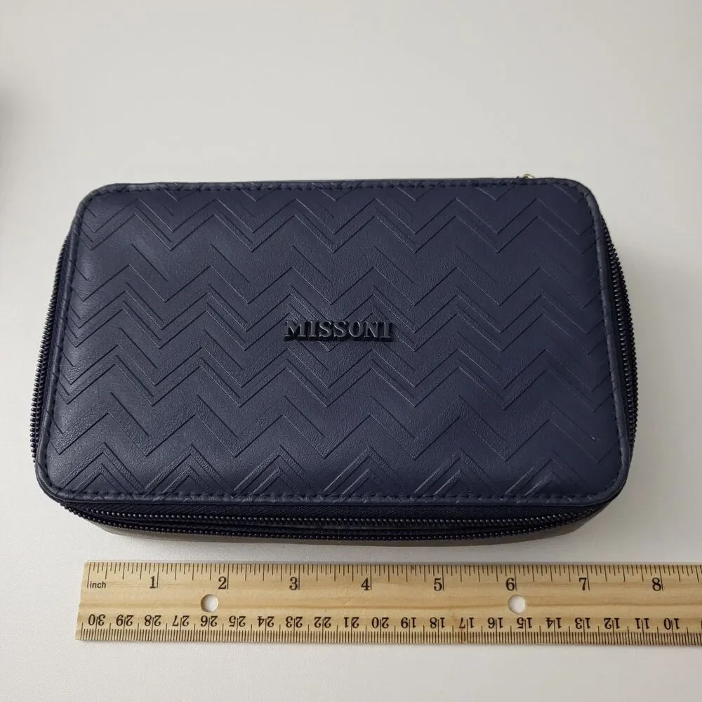 Set Of 2 MISSONI Exclusively for Delta One Blue Toiletry Travel Bag Case
